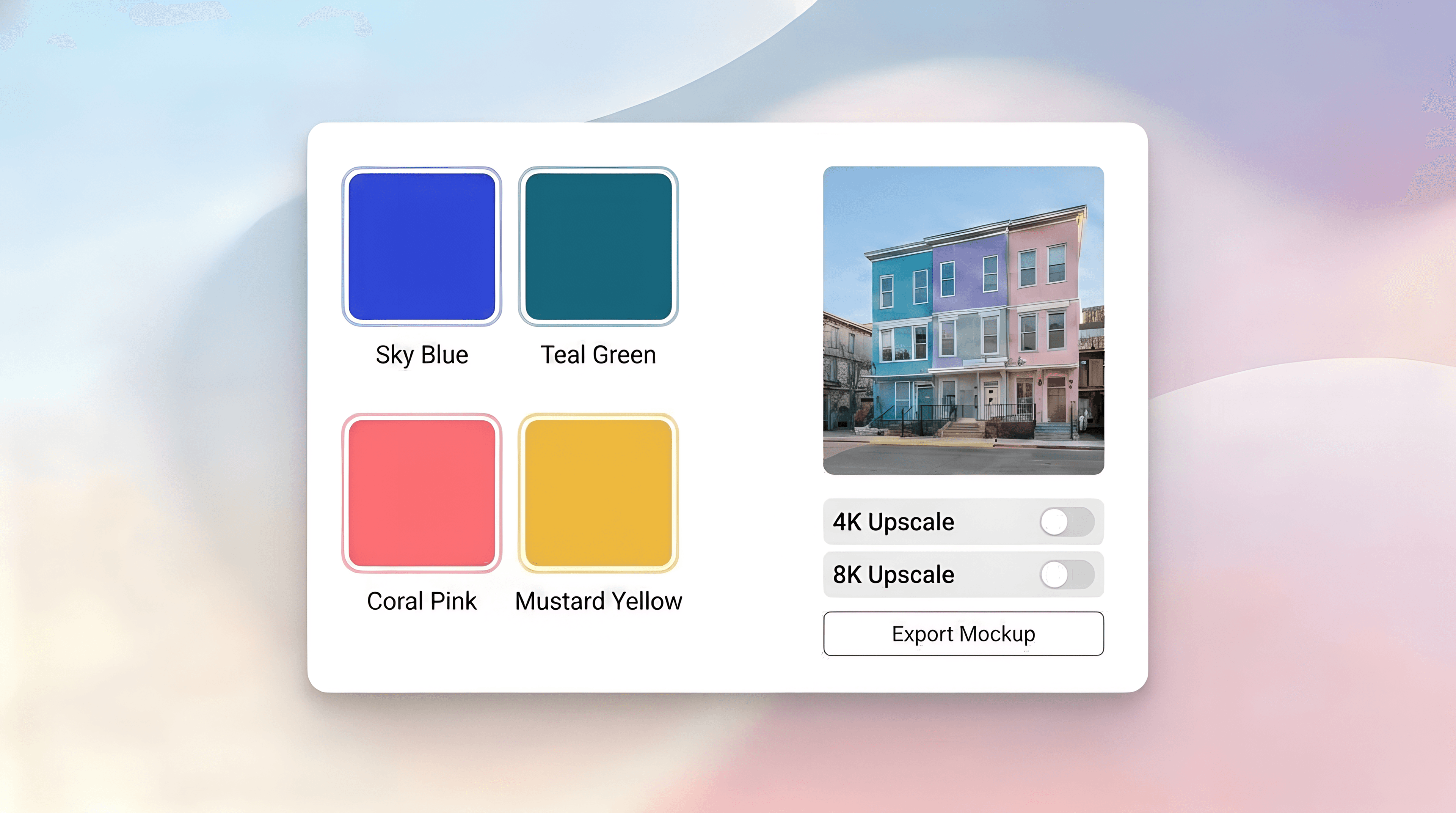 4K Color Mockup Generator Interface